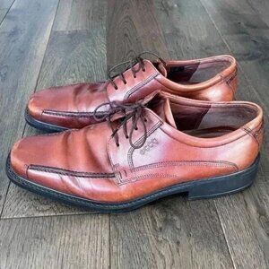 Ecco New Jersey Oxford Dress Shoes Men's Size 43 Brown Leather Comfort Classic